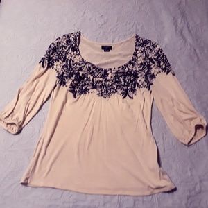 Anthropologie Deletta 3/4 sleeve top scoop neck S